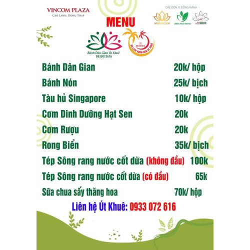 Menu tham khảo